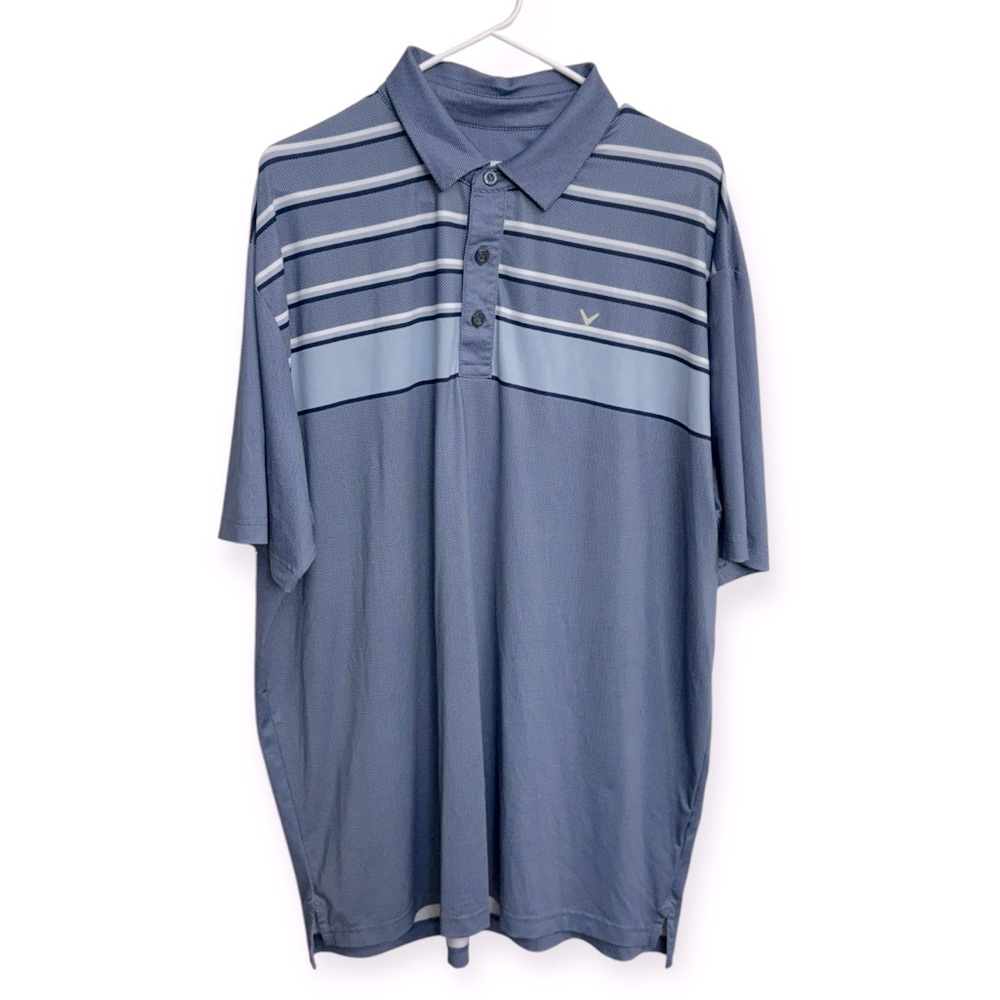 Callaway Men's Polo with Blue and White Stripes Size XL